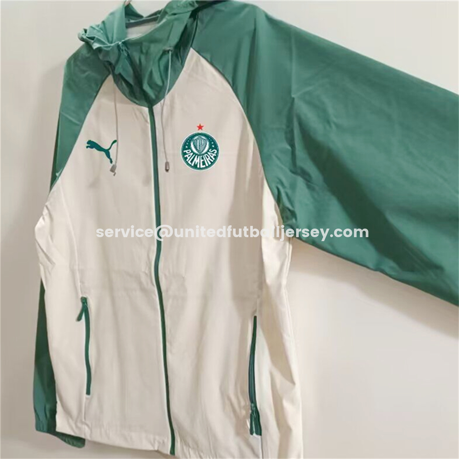unitedfutballjersey-Palmeiras 25-26 Training Windbreaker Jacket - Grey With Green