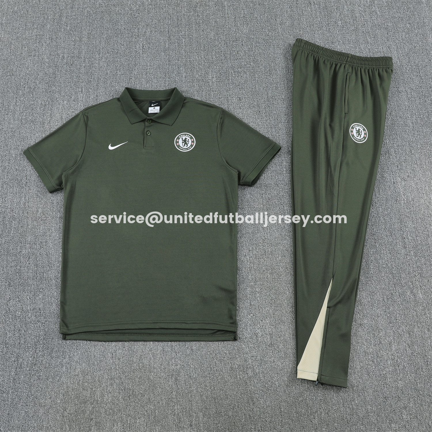 unitedfutballjersey-C.H.E.L.S.E.A 25-26 POLO Short-Sleeve Training Set - Dark Green Top and Pants
