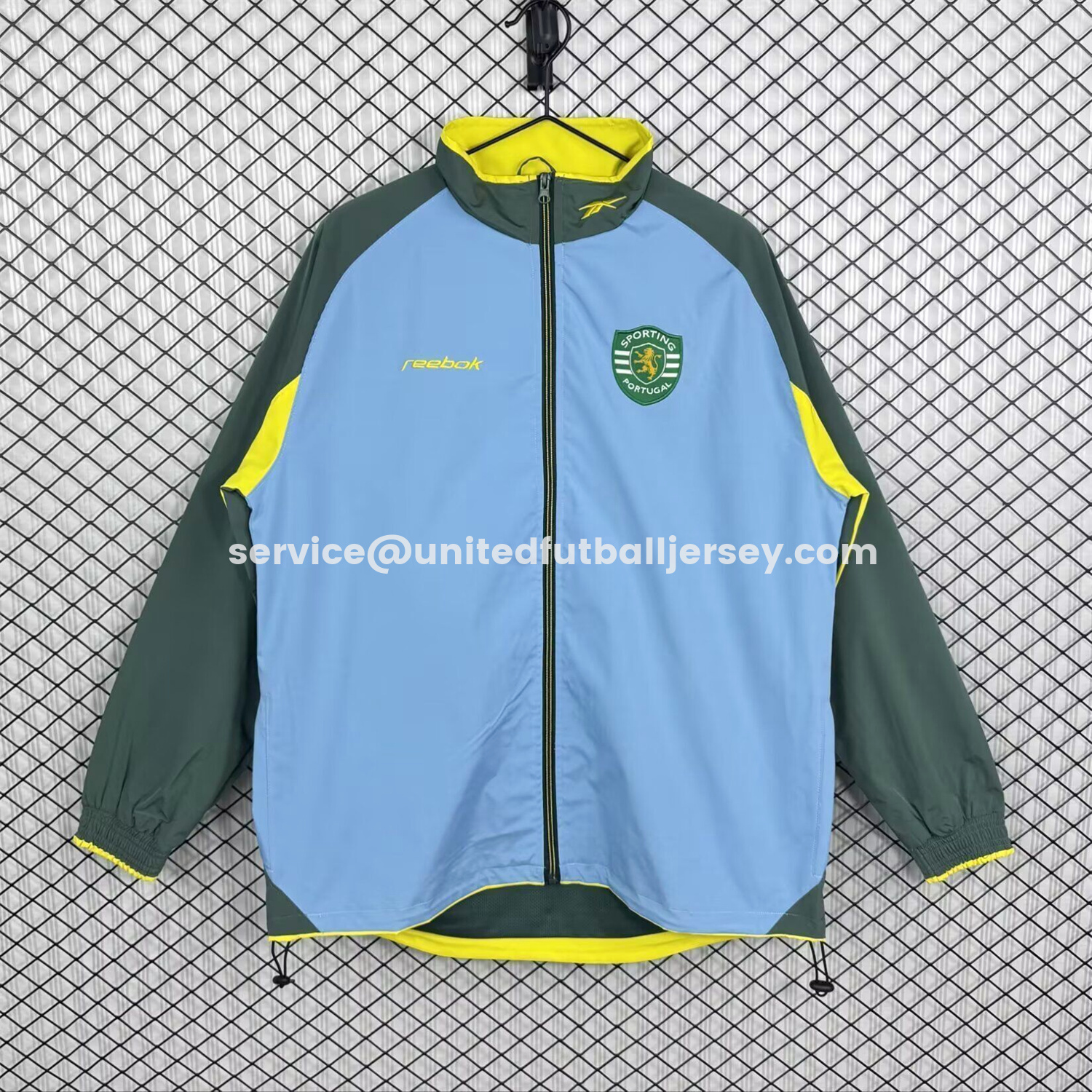 unitedfutballjersey-Retro Sporting CP 2002-03 Windbreaker Jacket - Blue Green