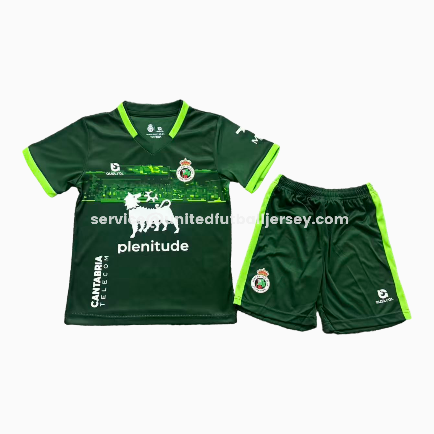 unitedfutballjersey-Racing de Santander 25-26 Away Green Kids Kit
