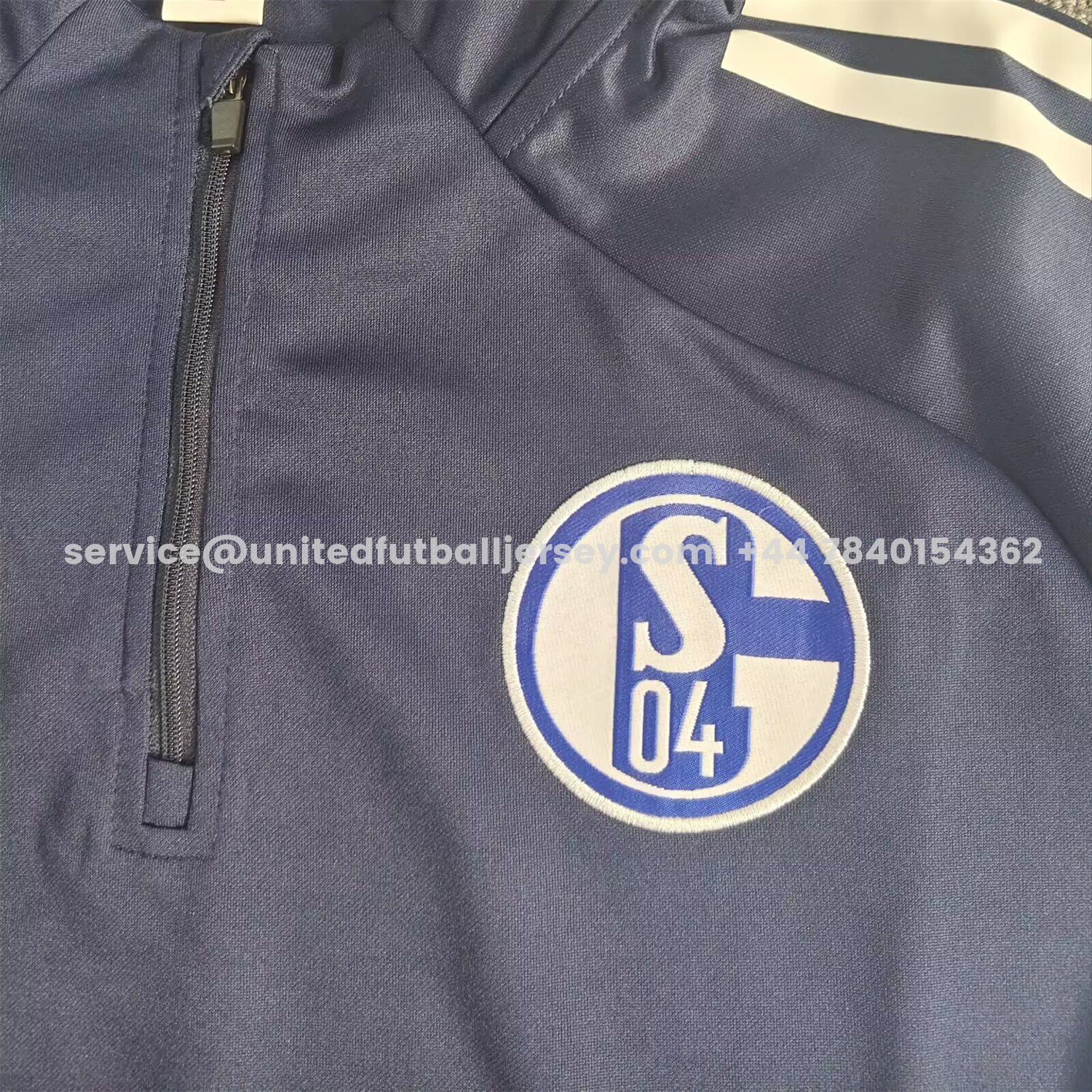 unitedfutballjersey-Schalke 04 25-26 Long Sleeve Training Set - Deep Blue Top & Deep Blue Pants