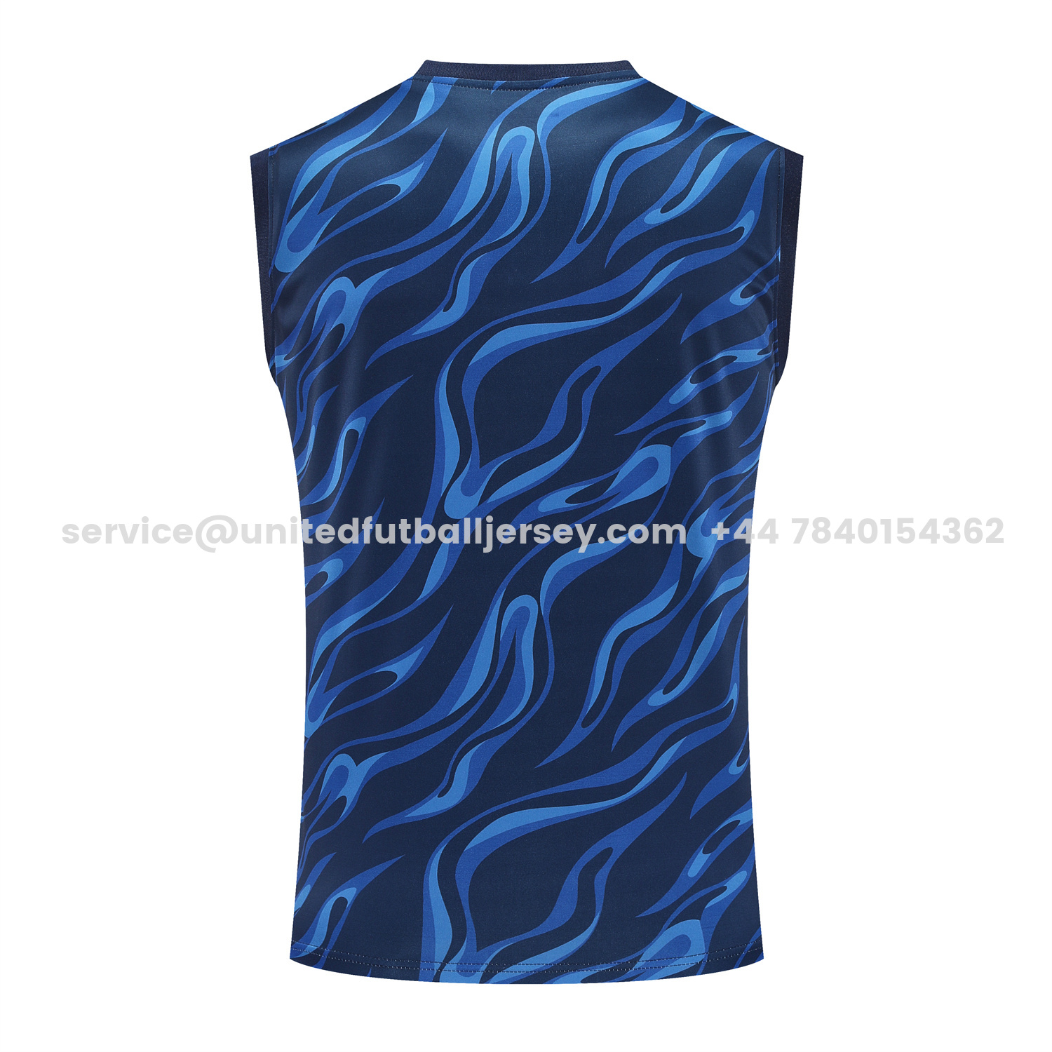 unitedfutballjersey-Real Madrid 25-26 Vest Training Set - Blue Water Pattern Top & Deep Blue Shorts