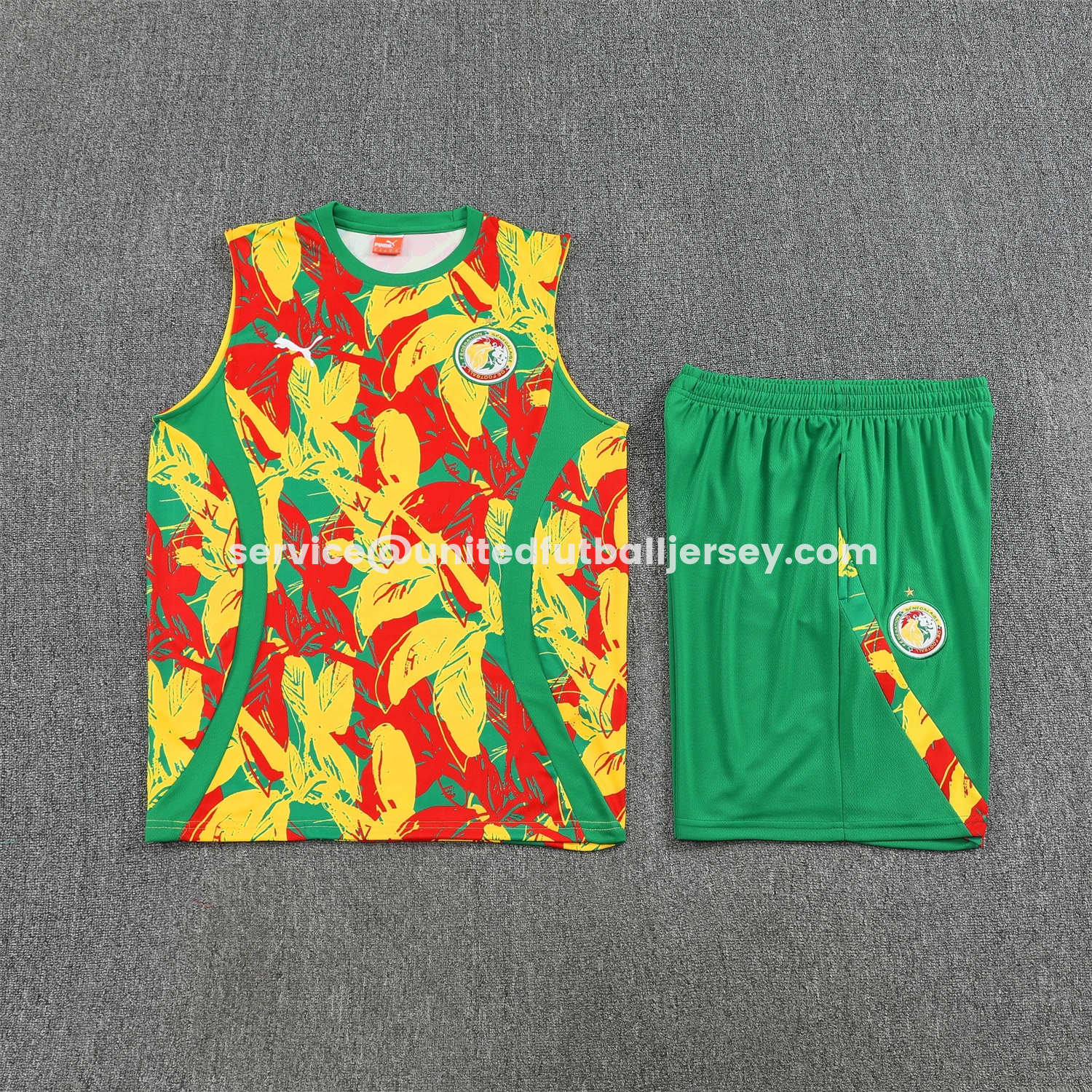 unitedfutballjersey-Senegal 2026 Vest Training Set - Variegated Vest and Green Shorts