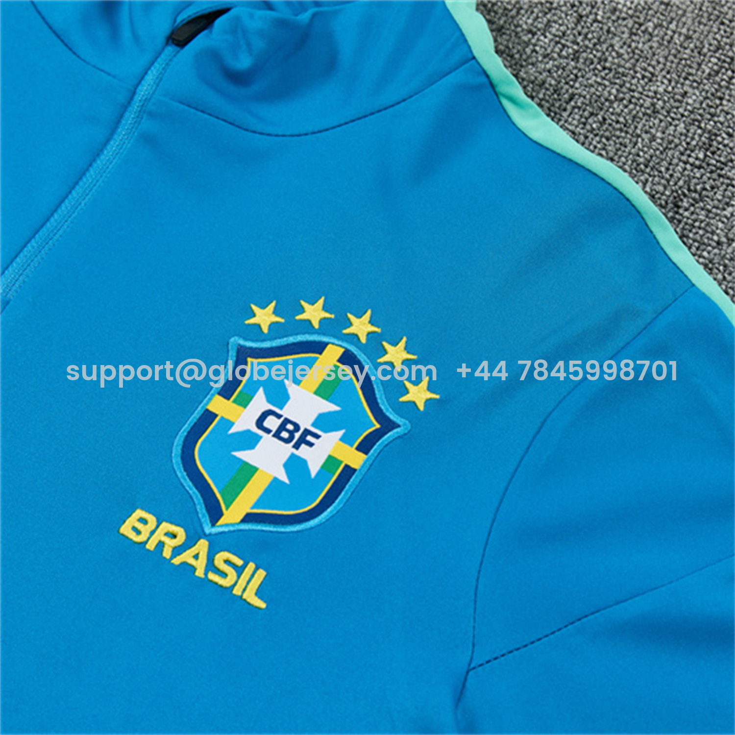 GlobeJersey-Brazil 2026 Long Sleeve Training Set - Sky Blue Top & Dark Green Pants