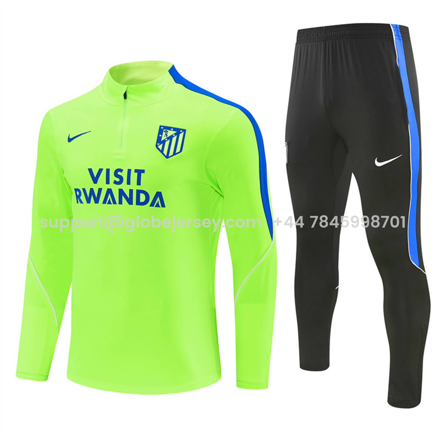 GlobeJersey-Atletico Madrid 26-27 Long Sleeves Training Set - Neon Green Top & Black Pants