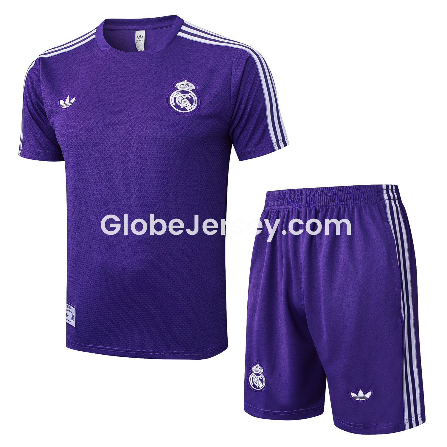 GlobeJersey-Real Madrid 25-26 Throwback Trefoil Short-Sleeve Training Set - Purple