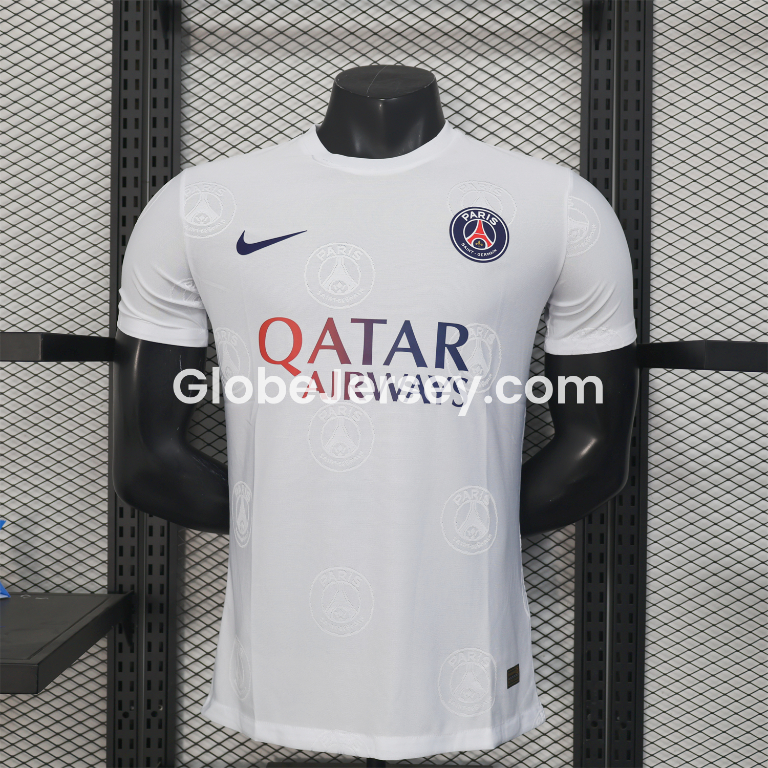 GlobeJersey-Paris Saint-Germain PSG 25-26 White Jersey with Team Logo Decoration and Gradient Advertising - Player Version