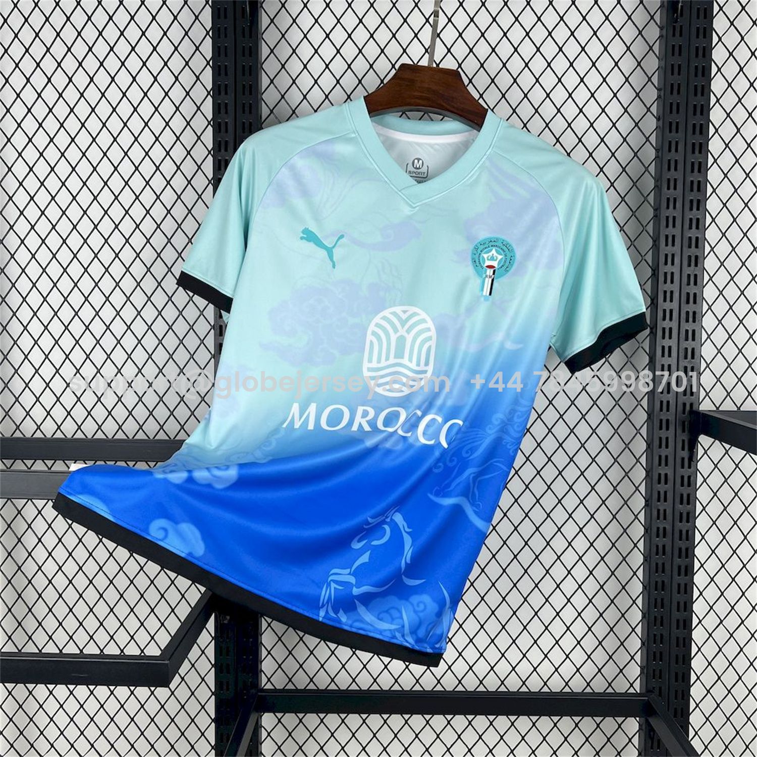 GlobeJersey-Morocco 25-26 Blue Gradient Auspicious Cloud Pattern Special Jersey - Fans Version