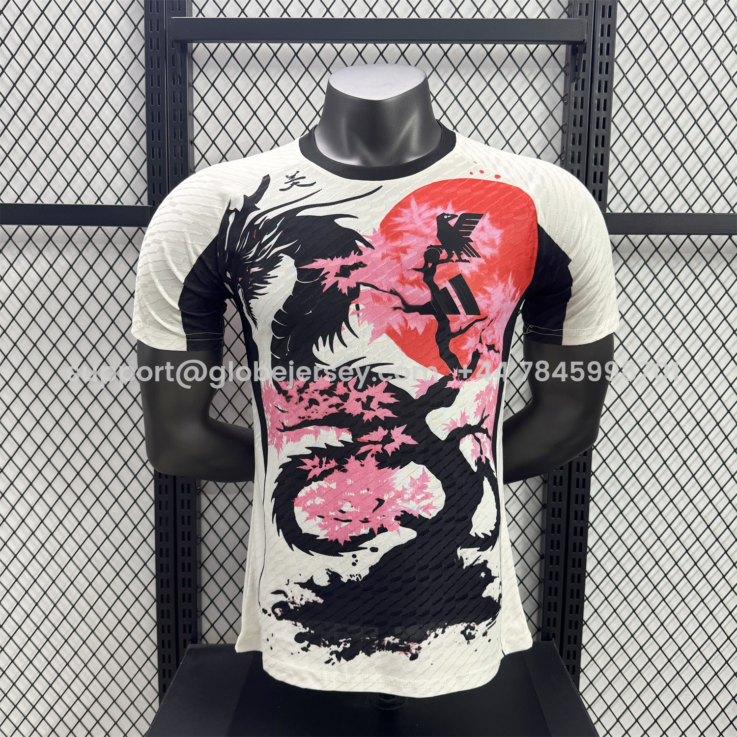 GlobeJersey-Japan 25-26 Black Dragon Cherry Blossom Tree White Special Jersey - Player Version