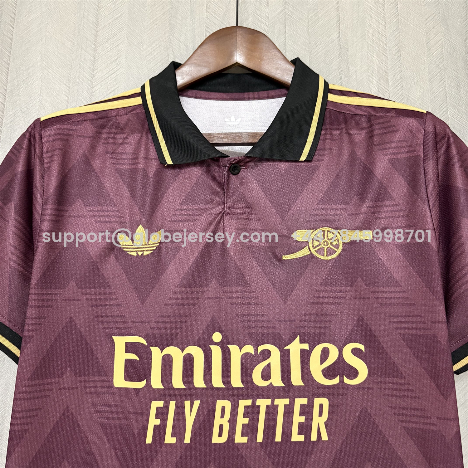 GlobeJersey-Arsenal 26-27 Yellow Sponsors Wine Red Special Jersey - Fans Version