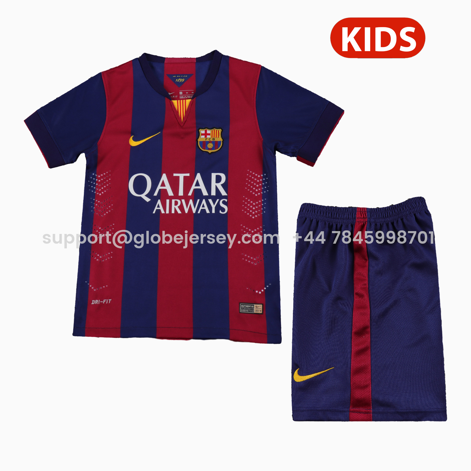 GlobeJersey-Retro Barcelona 2014-15 Home Kids Kit