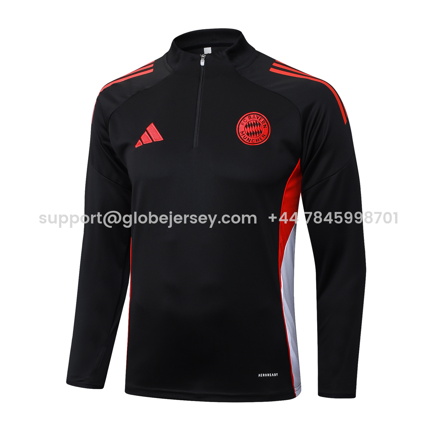 GlobeJersey-Bayern Munich 25-26 Long Sleeves Training Set - Black Top & Pants with Orange Badge