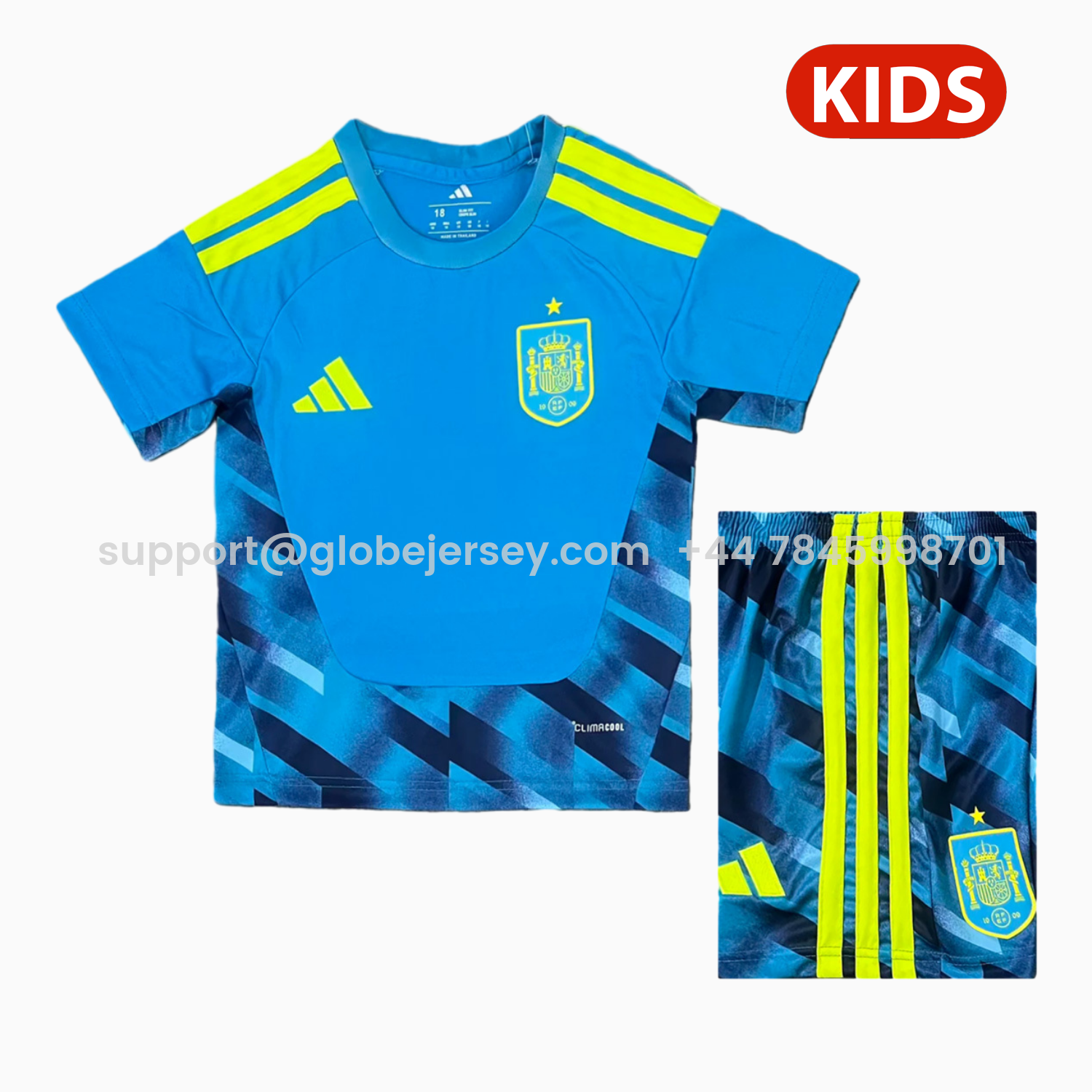 GlobeJersey-Spain 2026 Goalkeeper Blue Kids Kit