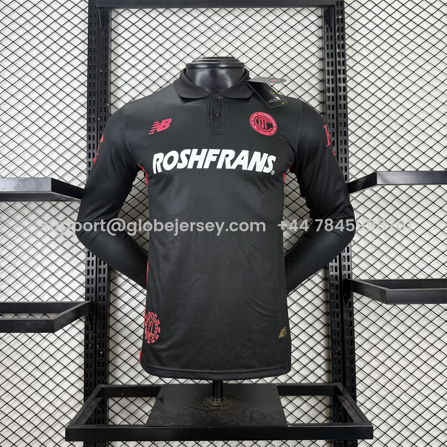GlobeJersey-Toluca 25-26 Third Black Long Sleeves Jersey - Player Version