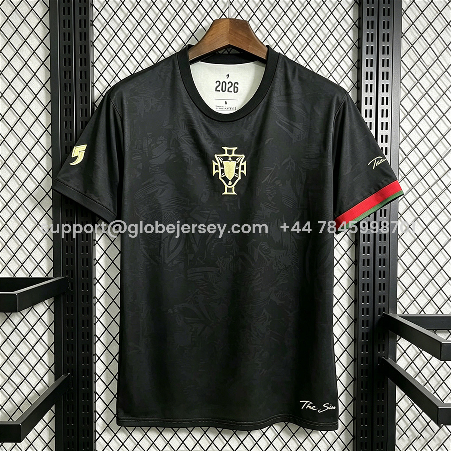 GlobeJersey-Portugal 2026 Black With Subtle Pattern Special Jersey - Fans Version