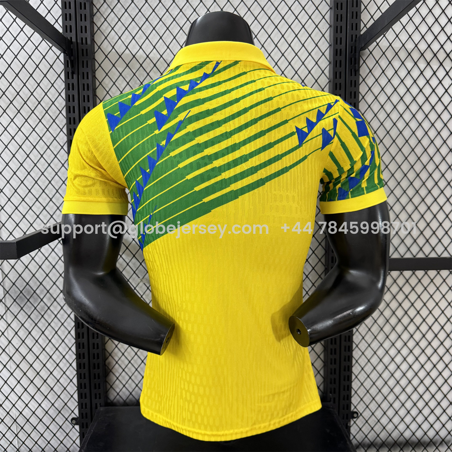 GlobeJersey-Brazil 2026 Blue-Green Stripes Yellow Special Jersey - Player Version