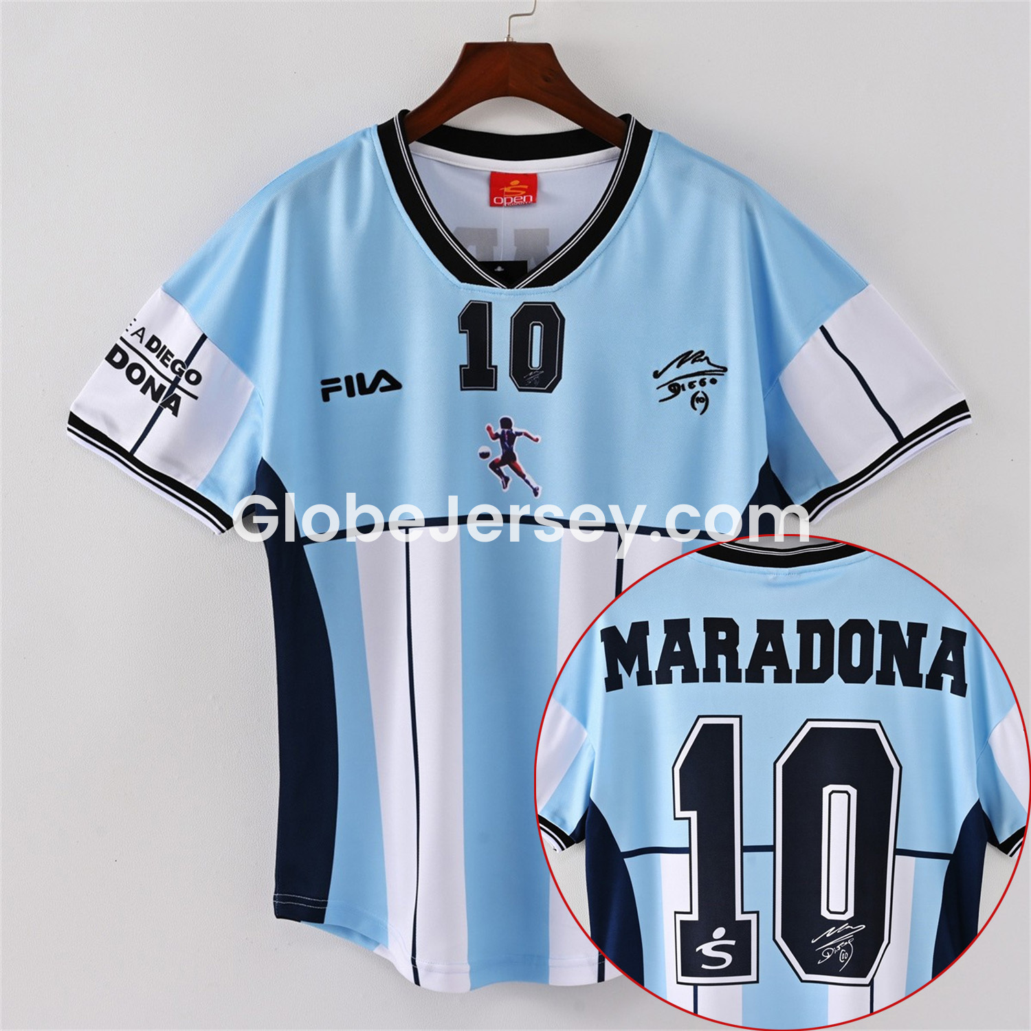 GlobeJersey-Retro Argentina 2001 Maradona Retirement Commemorative Edition Jersey with Maradona #10