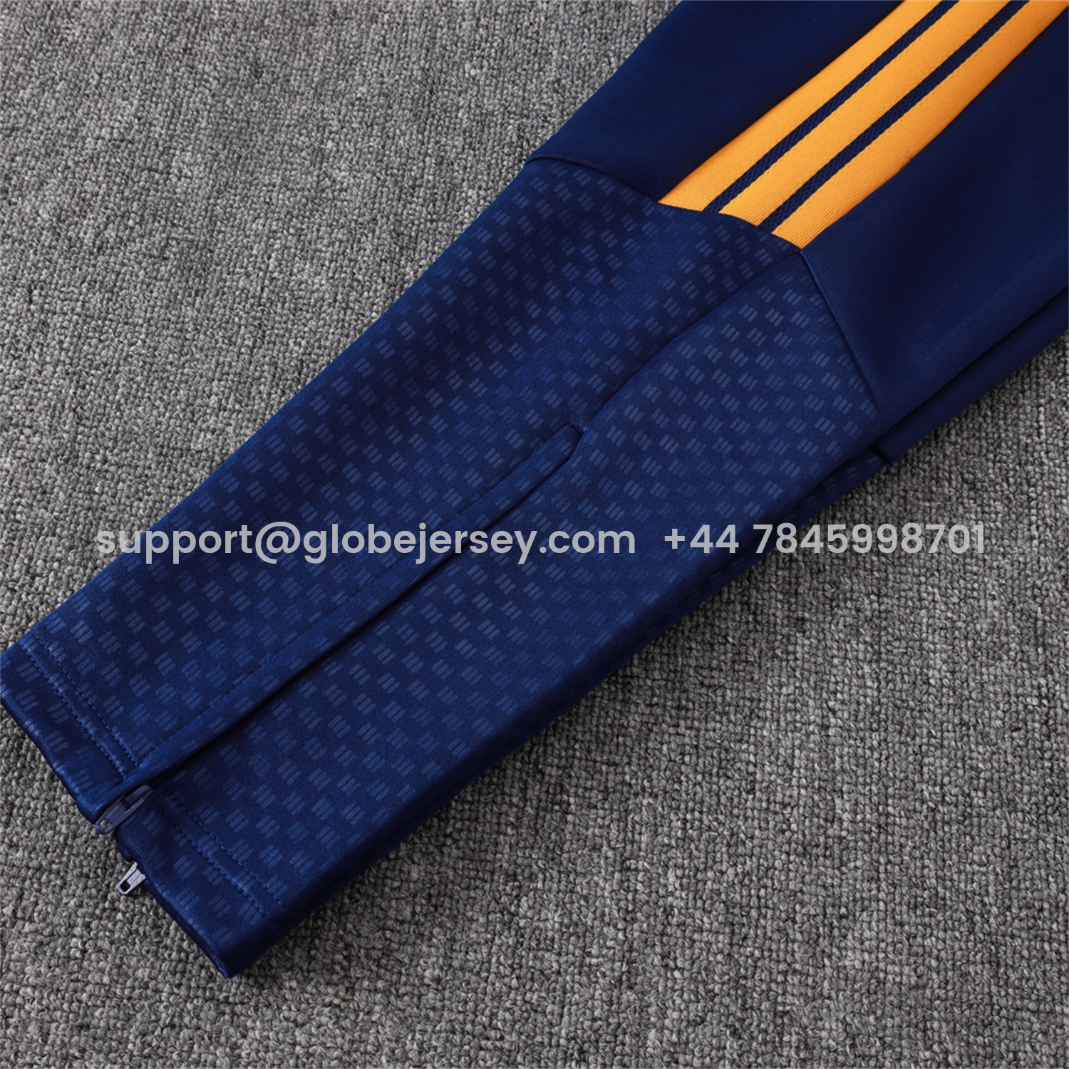 GlobeJersey-Real Madrid 26-27 Long Sleeves Training Set - Yellow Edge Deep Blue Top And Pants