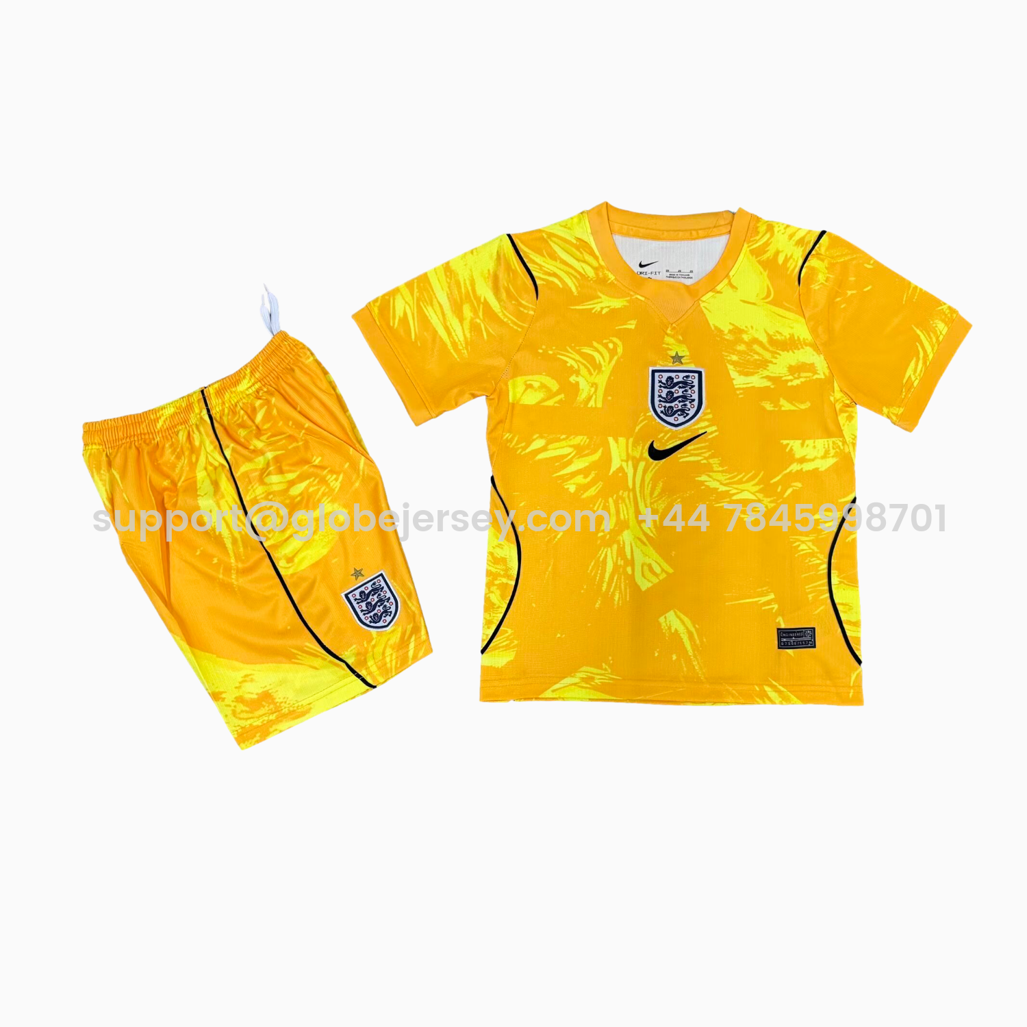 GlobeJersey-England 2026 Yellow Goalkeeper Kids Kit