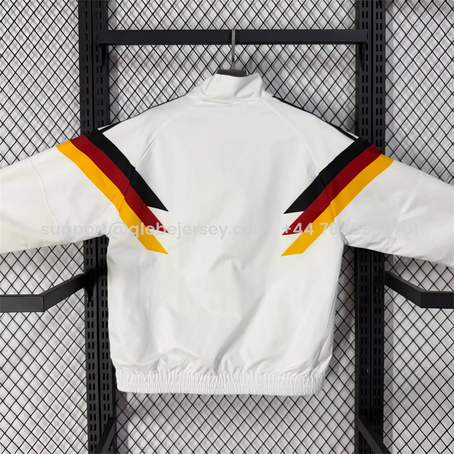 GlobeJersey-Germany 2026 Windbreaker Jacket - White With Classic Stripes