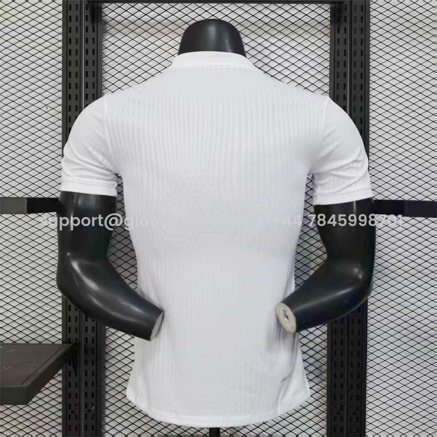 GlobeJersey-Barcelona 25-26 White Jersey with Red Blue Ink Horizontal Stripes Jersey - Player Version