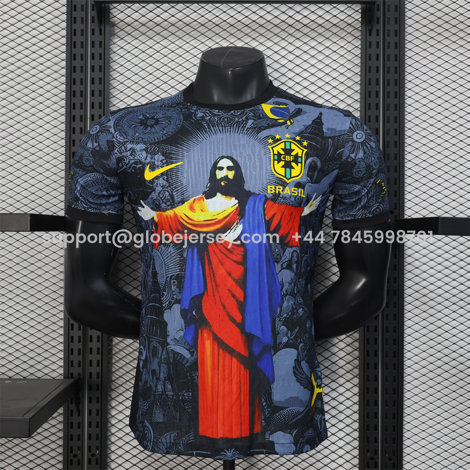 GlobeJersey-Brazil 25-26 Colorful Jesus Statue Special Black Jersey - Player Version