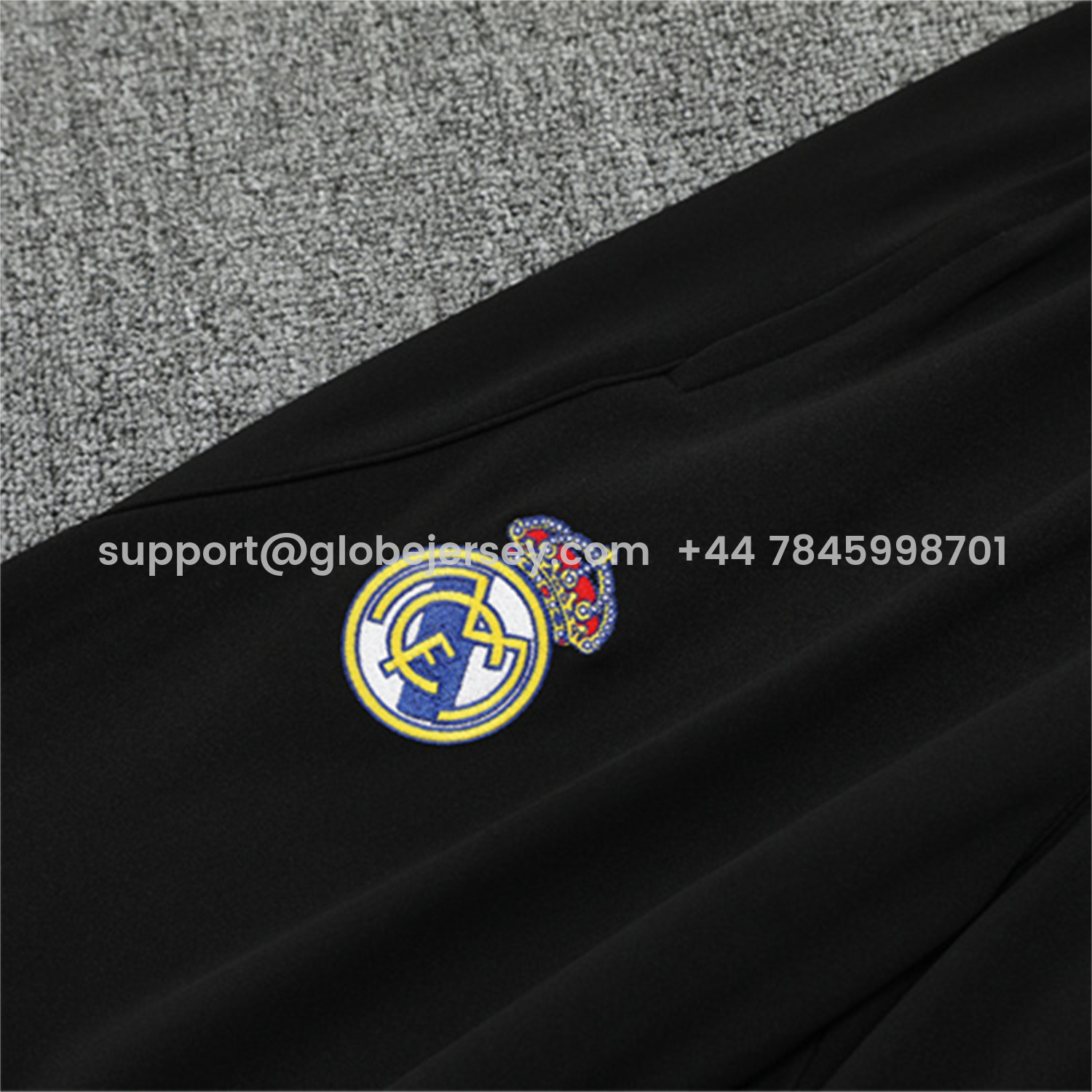 GlobeJersey-Real Madrid 25-26 Kids Long Sleeve Training Set - Player Version - Yellow Pattern Black Top and Black Pants