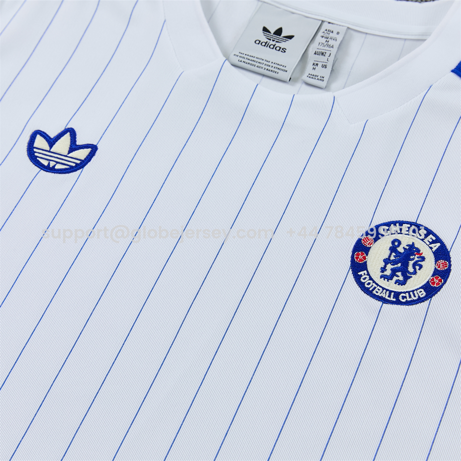 GlobeJersey-C.H.E.L.S.E.A 25-26 Retro Style Vest Training Set - White Top & Blue Stripes Pants