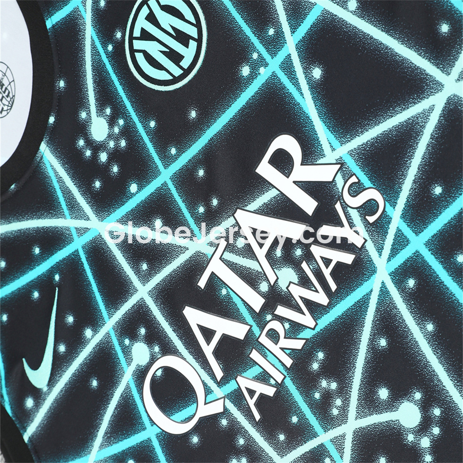 GlobeJersey-Inter Milan 25-26 Vest Training Set - Blue Fluorescent Rays Black Vest & Black Shorts