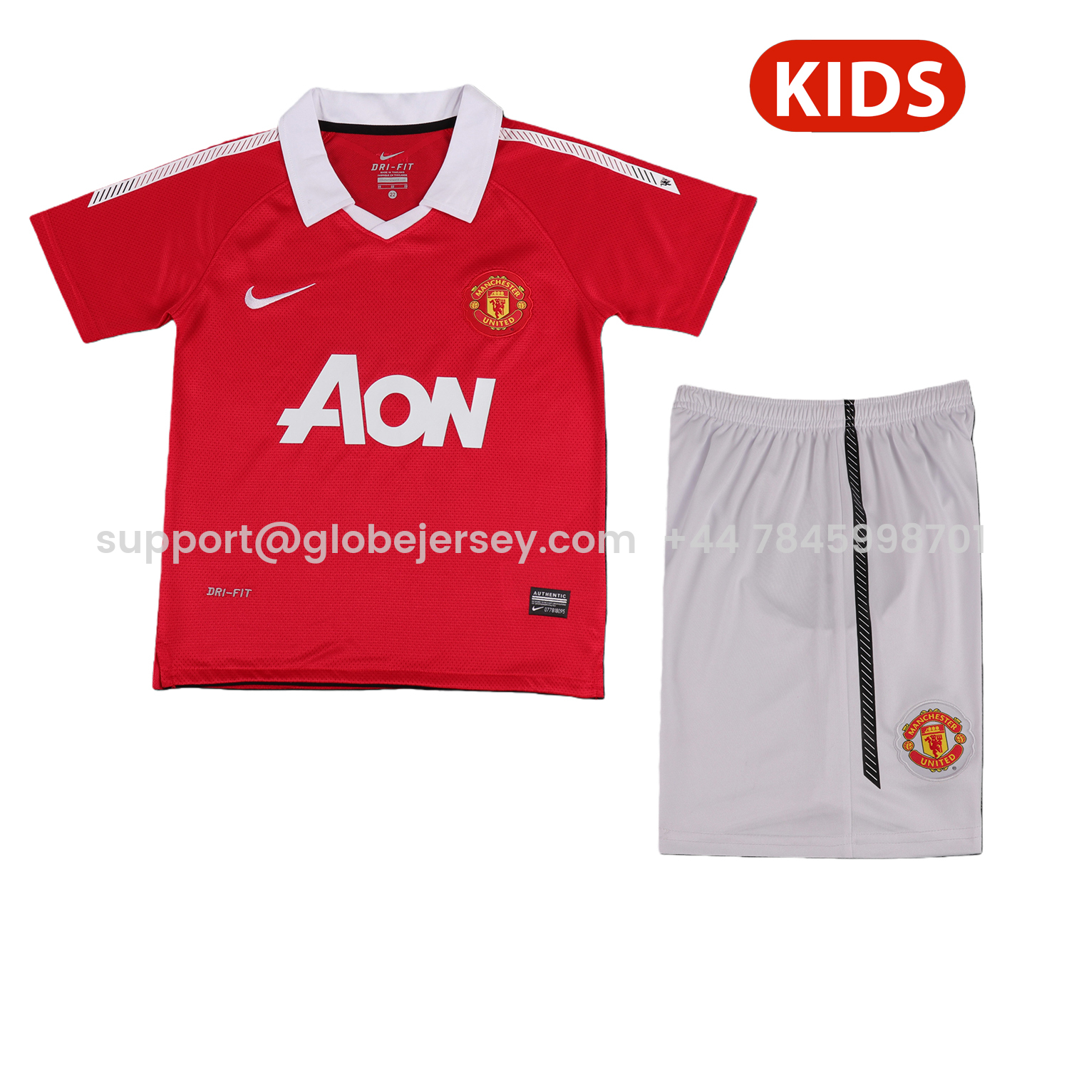 GlobeJersey-Retro Manchester United 2010-11 Home Kids Kit