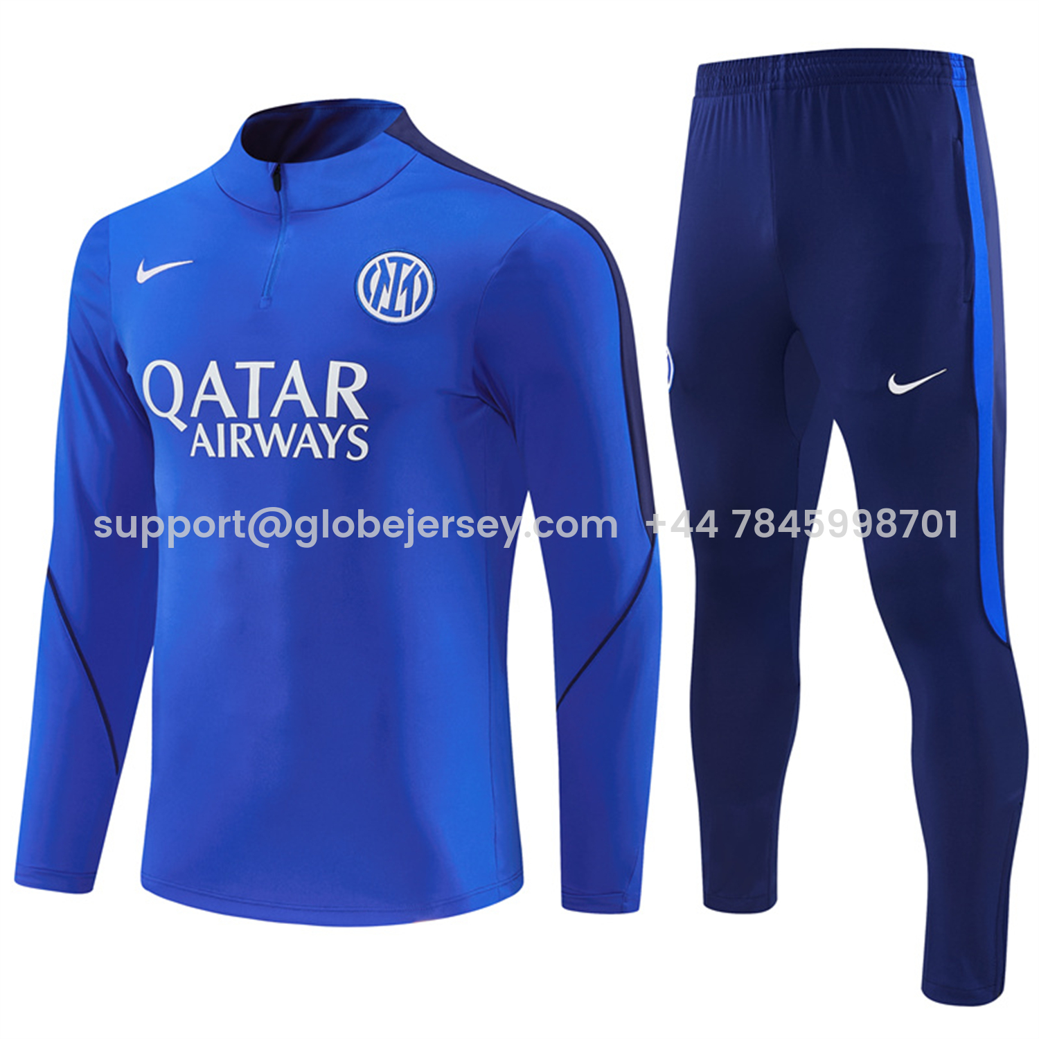 GlobeJersey-Inter Milan 26-27 Long Sleeve Training Set - Blue Top & Royal Blue Pants