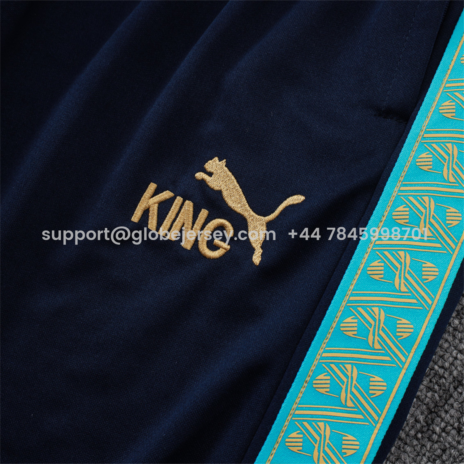 GlobeJersey-Marseille 25-26 Long Sleeve Training Set - White Top & Dark Blue Pants