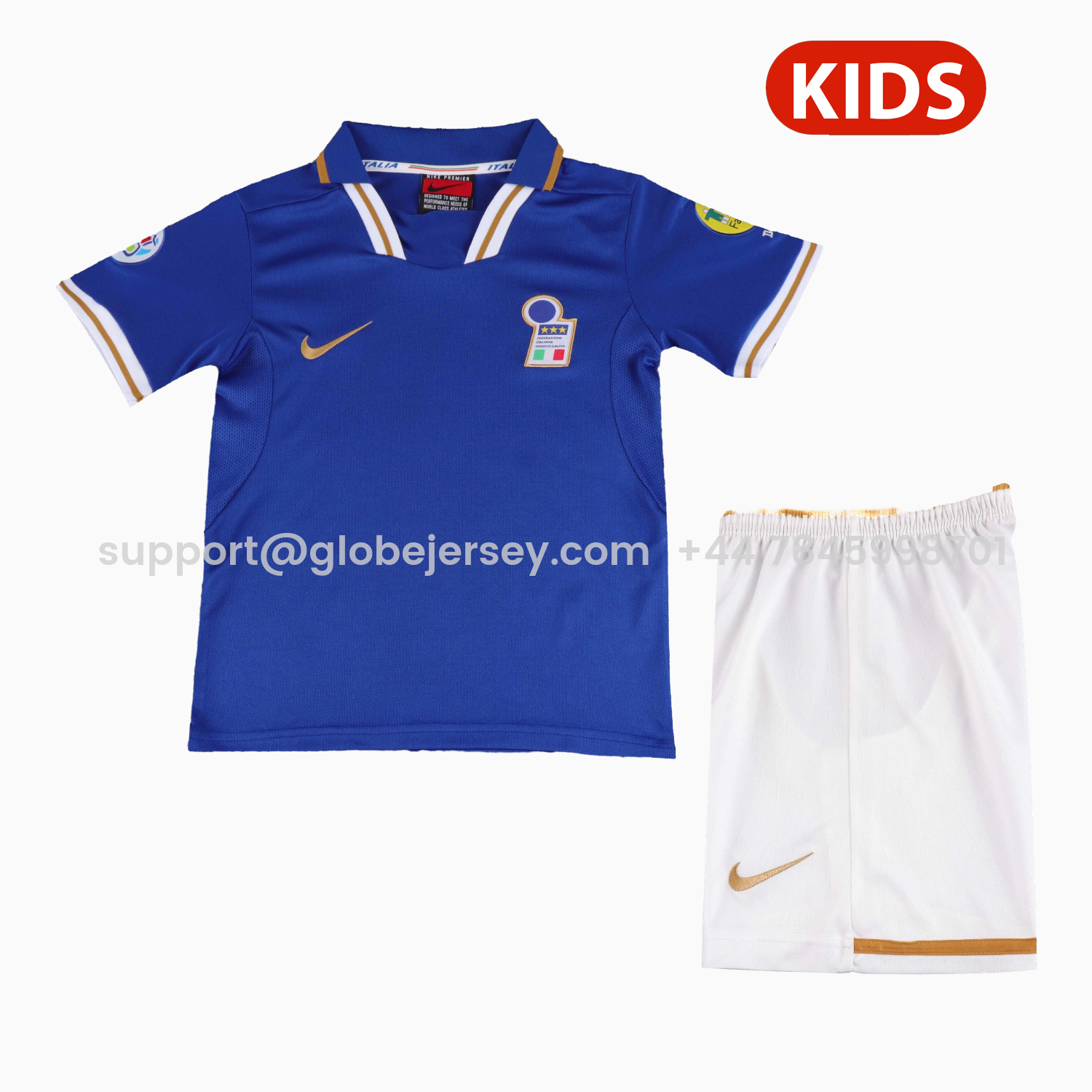 GlobeJersey-Retro Italy 1996 Home Kids Kit