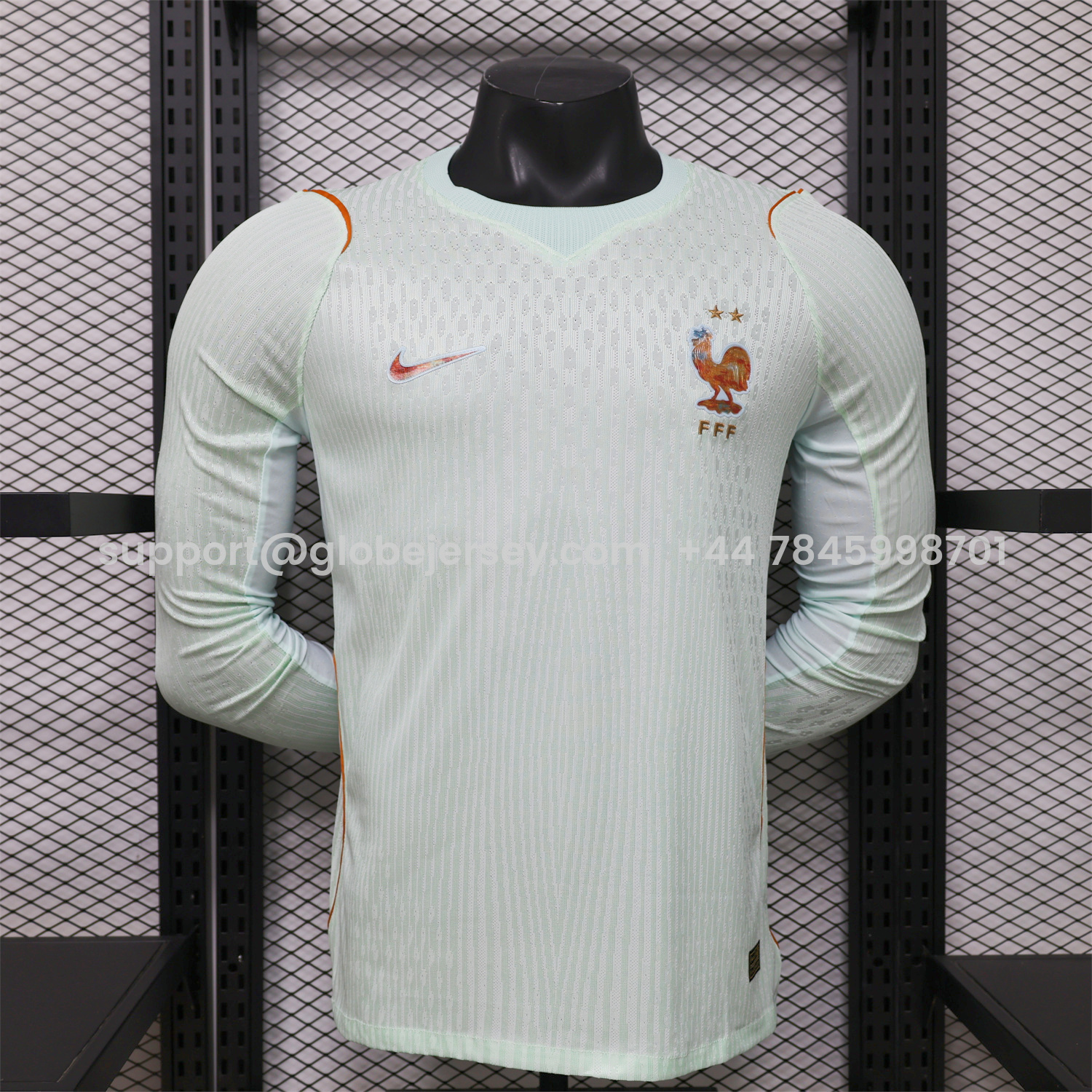 GlobeJersey-France 2026 Away Mint Green Long Sleeves Jersey - Player Version