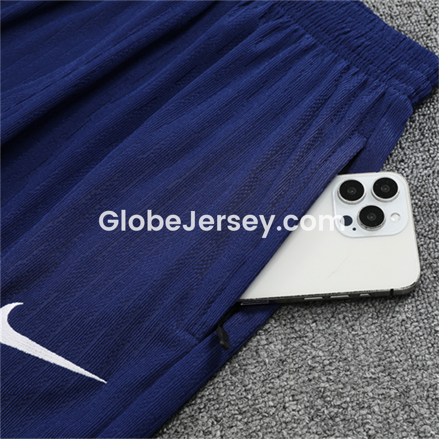 GlobeJersey-Paris Saint-Germain PSG 25-26 Kid Long Sleeves Training Set - Royal Blue Gray Sleeves Top & Royal Blue Pants