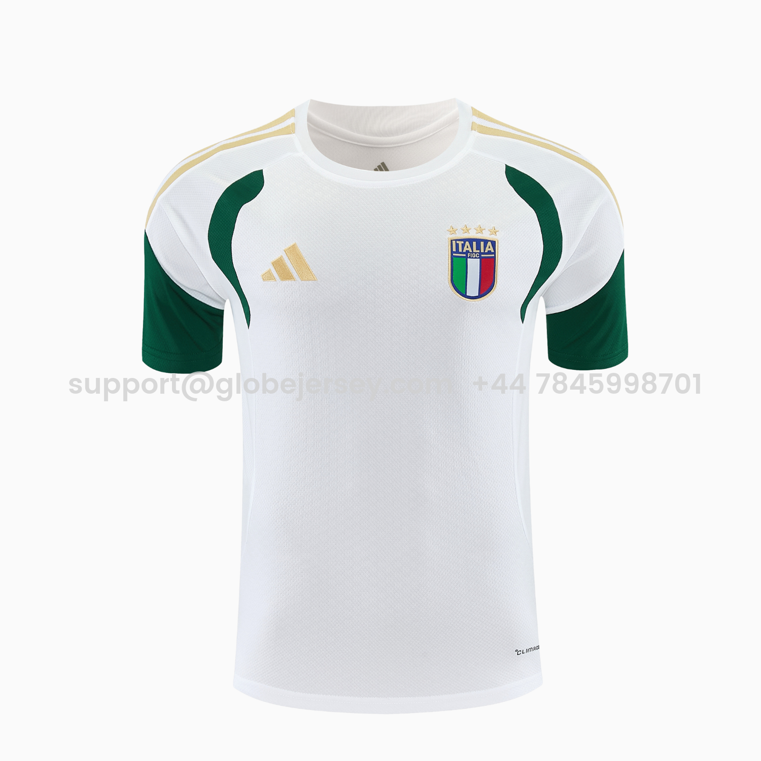 GlobeJersey-Italy 2026 Short-Sleeve Training Set - White With Green Accents Top & Green With White Pants