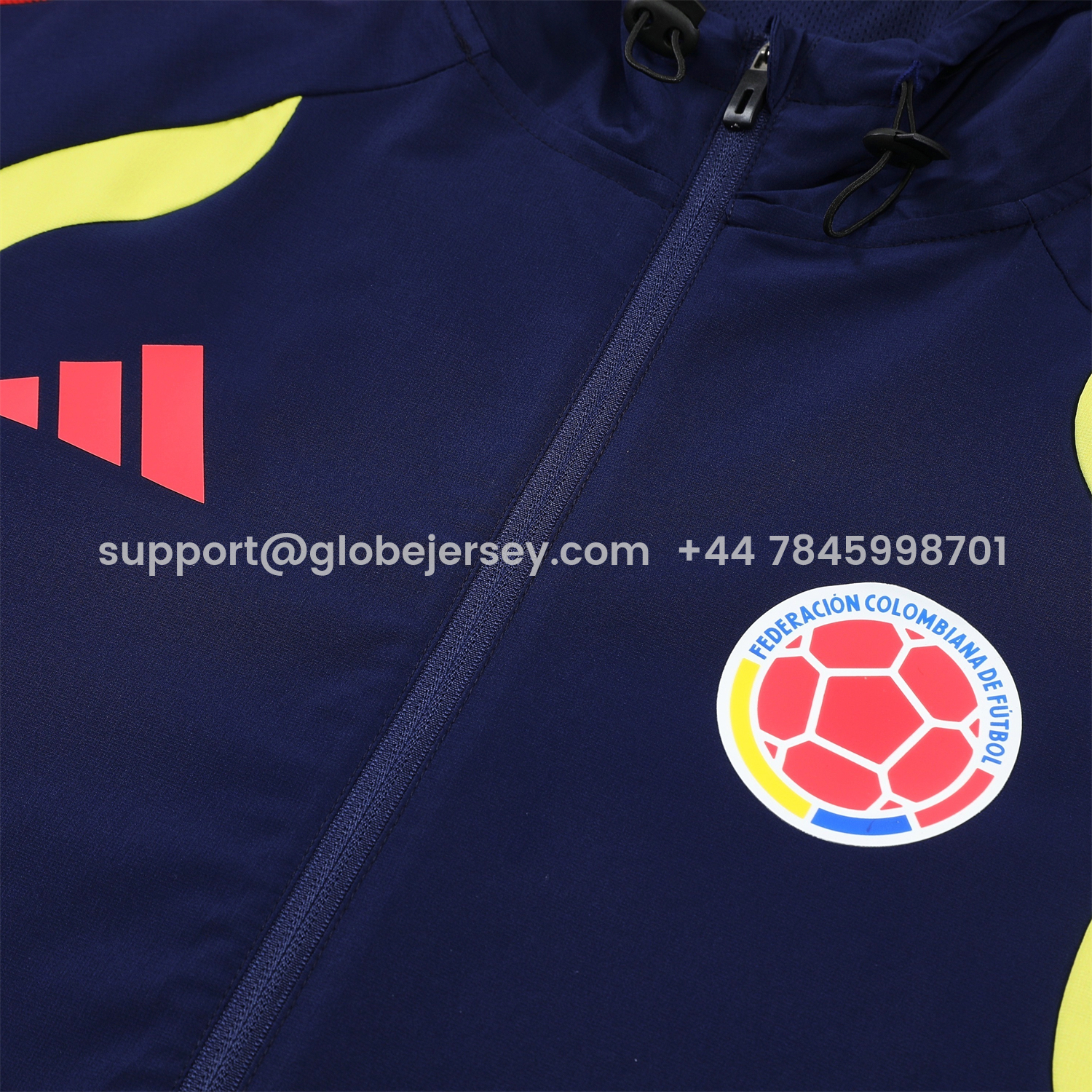 GlobeJersey-Colombia 2026 Hooded Windbreaker Training Set - Dark Blue and Pants