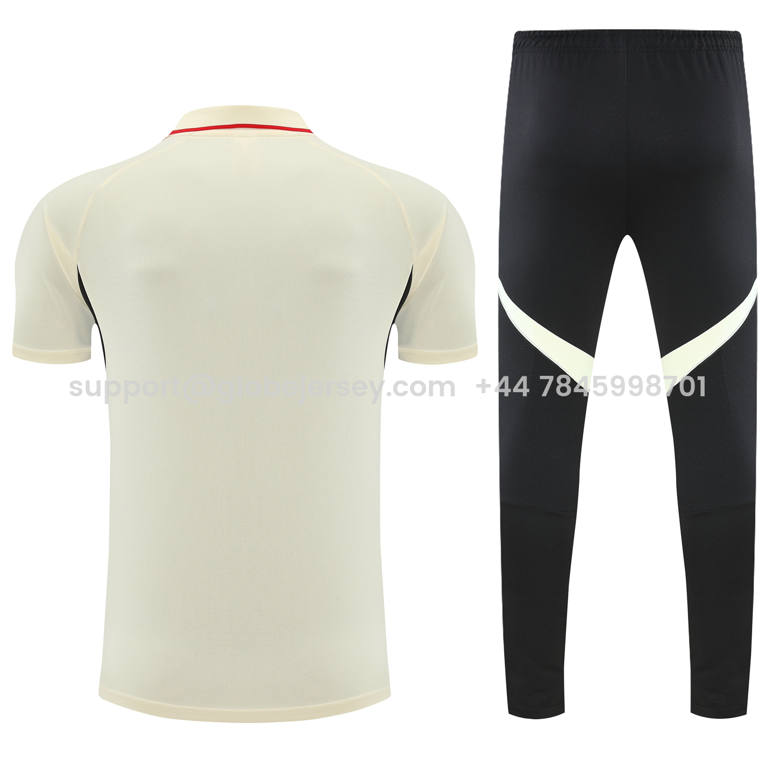 GlobeJersey-Liver.pool 25-26 POLO Short-Sleeve Training Set - White Top and Black Pants