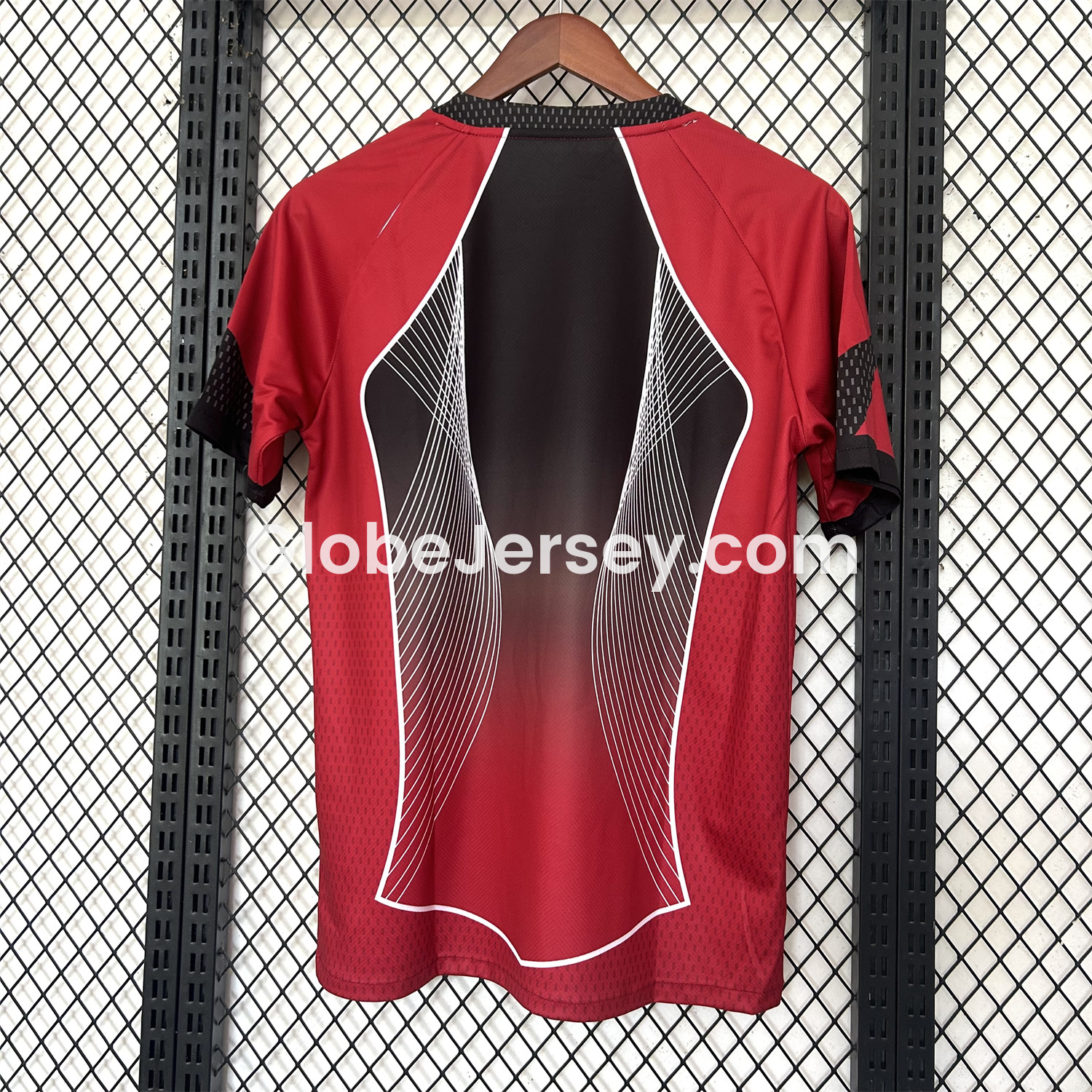 GlobeJersey-Barcelona 25-26 T90 White Black Lines Red Jersey - Fans Version