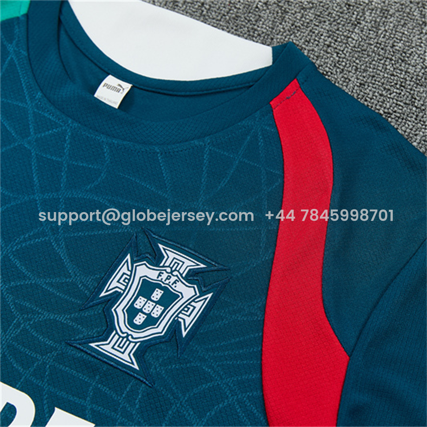 GlobeJersey-Portugal 2026 Kids Short-Sleeve Training Set - Dark Teal With Red And Light Teal Accents Top & Colors Pants