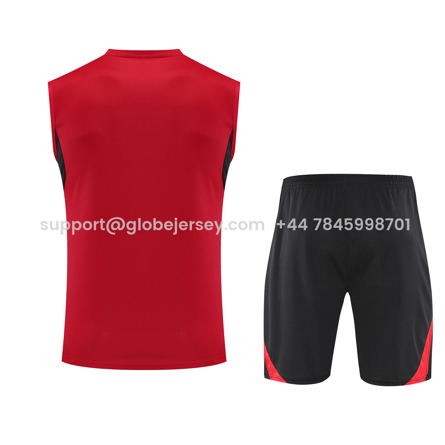GlobeJersey-Manchester United 25-26 Vest Training Set - Pure Red Vest & Black Shorts