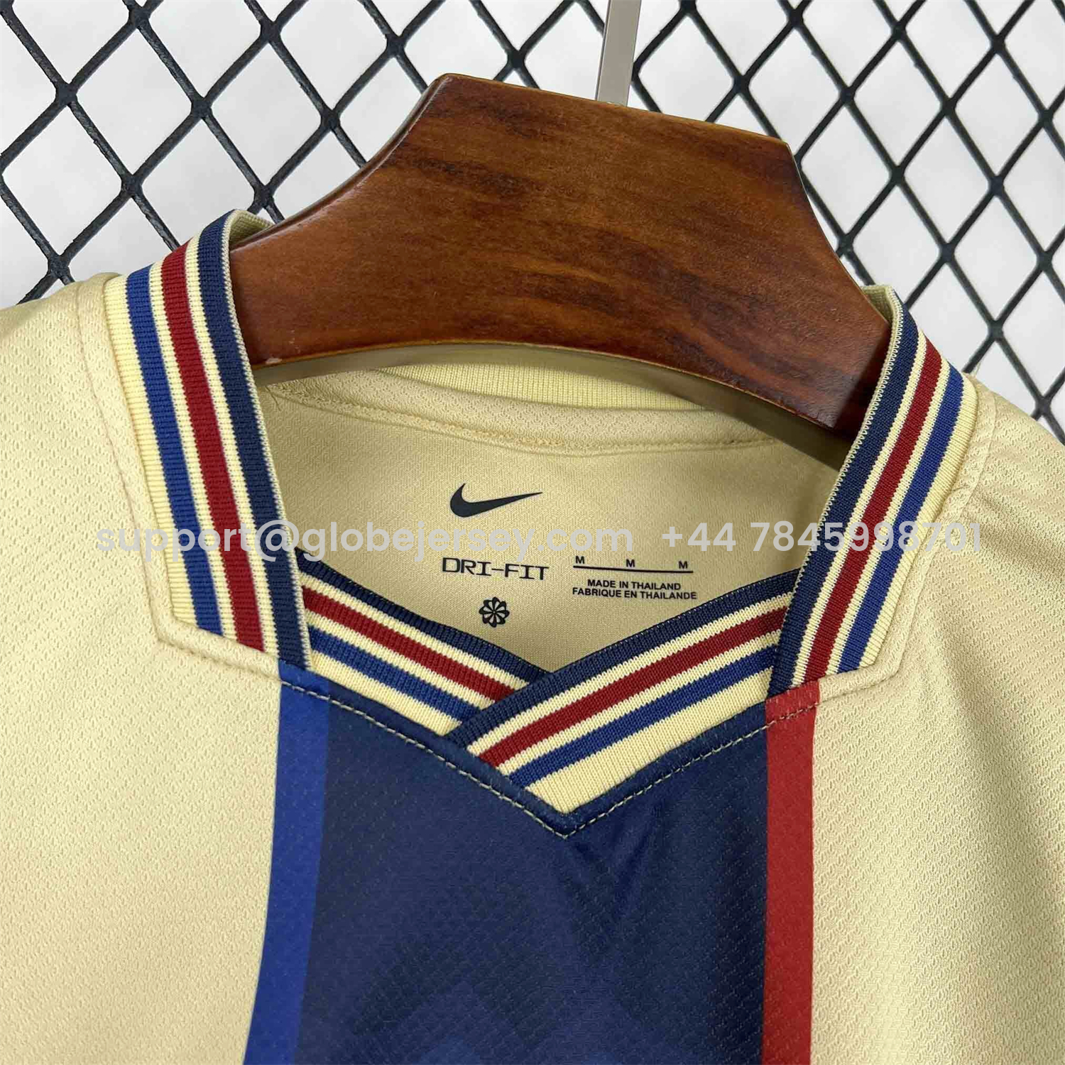 GlobeJersey-Barcelona 26-27 Blue Vertical Stripes Yellow Jersey - Fans Version