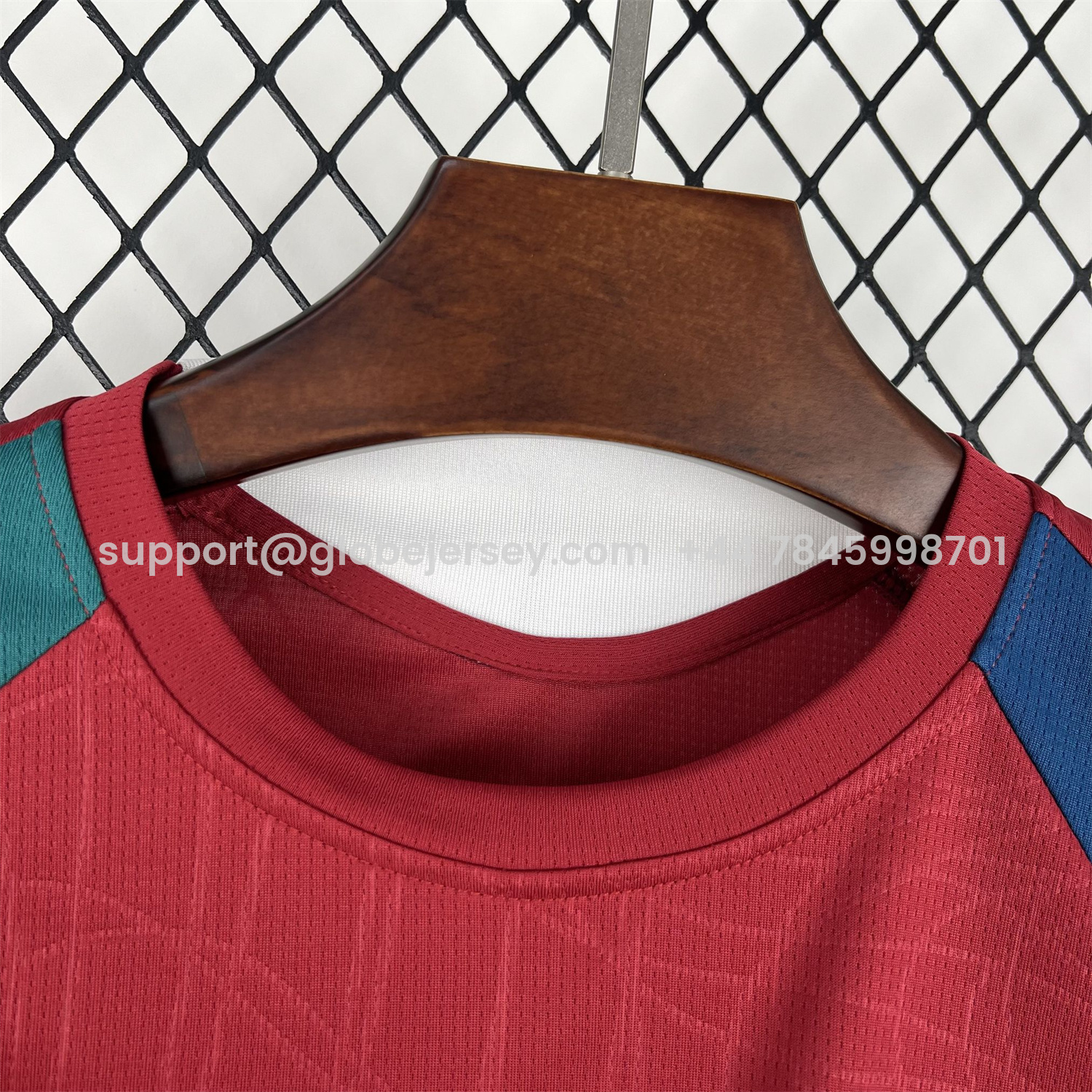 GlobeJersey-Portugal 2026 Pre-Match Maroon With Blue Green Jersey - Fans Version