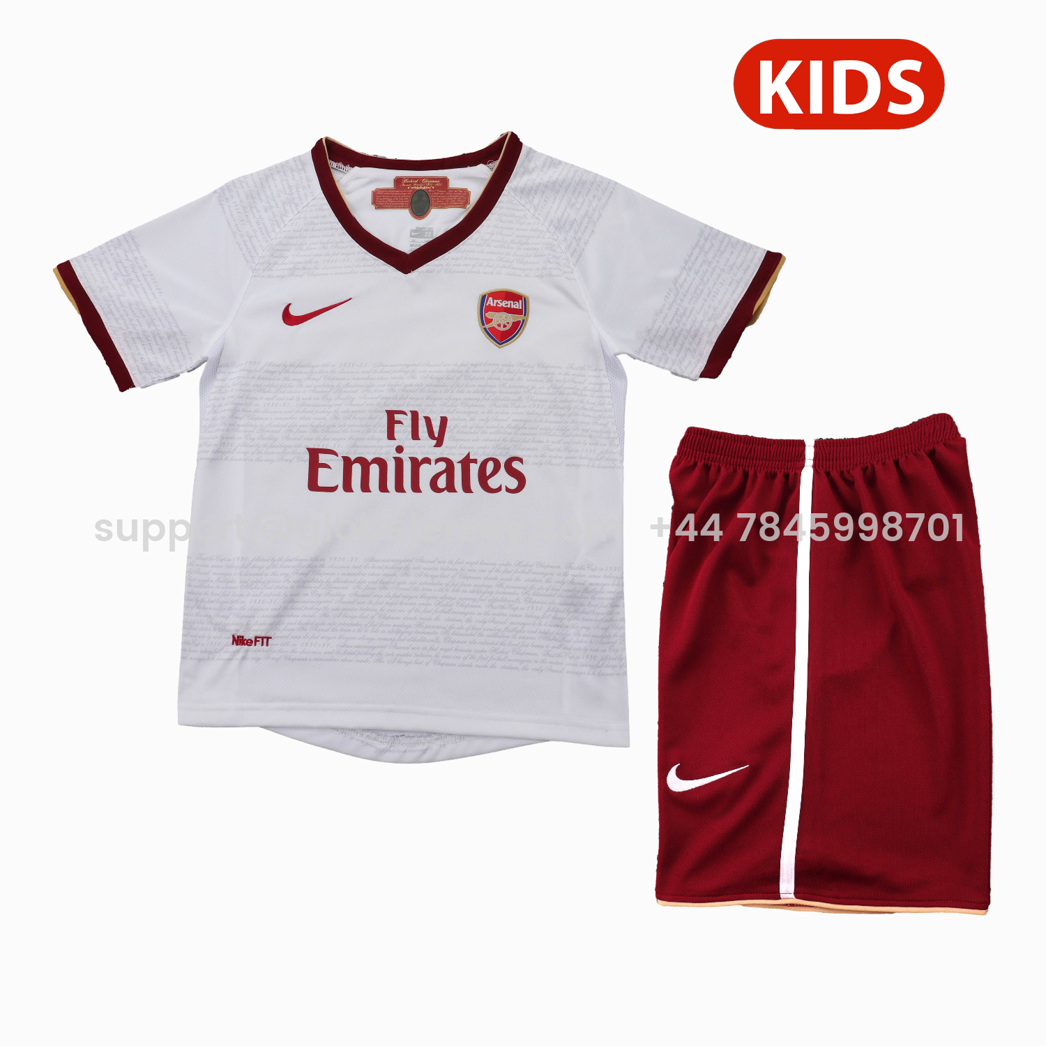 GlobeJersey-Retro Arsenal 2007-08 Away Kids Kit