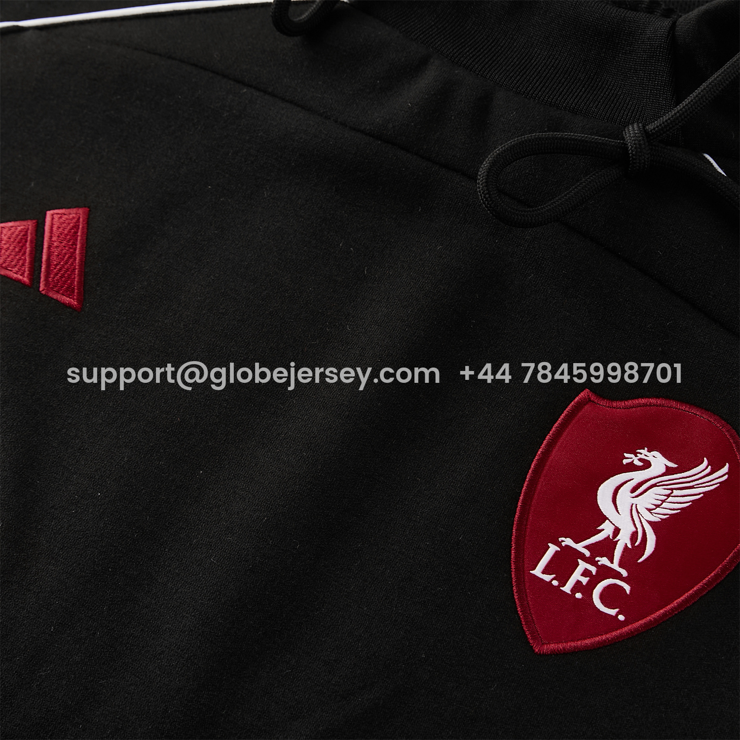 GlobeJersey-Liver.pool 25-26 Hooded Windbreaker Training Set - Black Top & Black Pants