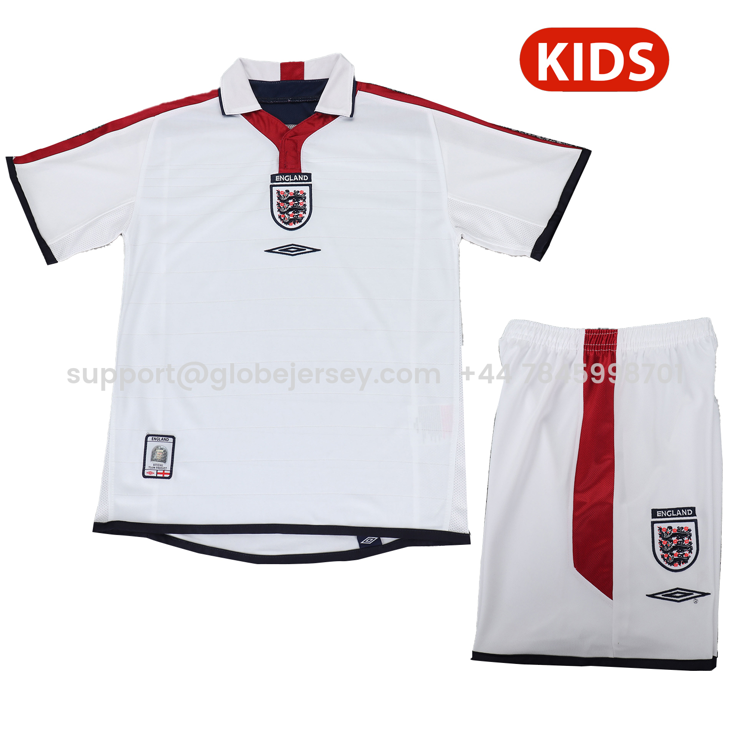 GlobeJersey-Retro England 2004 Home Kids Kit