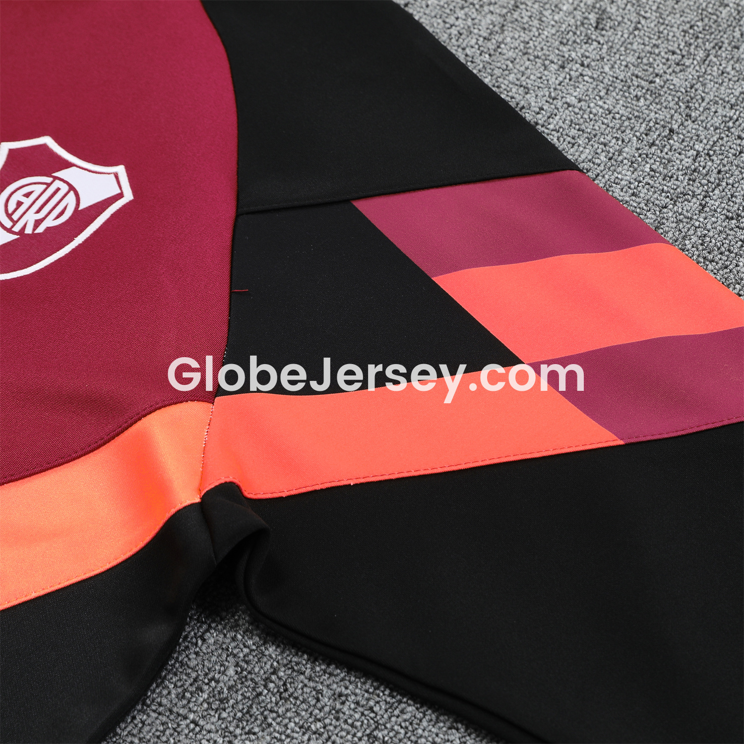 GlobeJersey-River Plate 25-26 Terrace Jacket Training Tracksuit - Deep Red Jackets & Black Pants