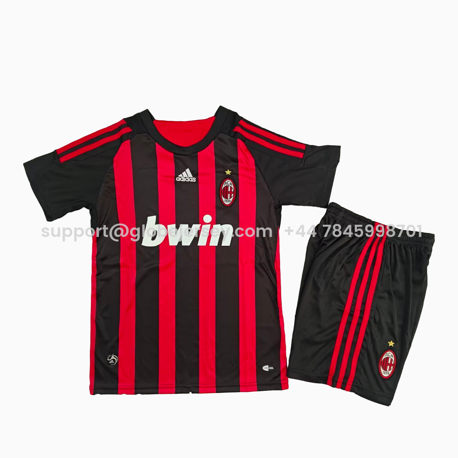 GlobeJersey-Retro AC Milan 2008-09 Home Kids Kit