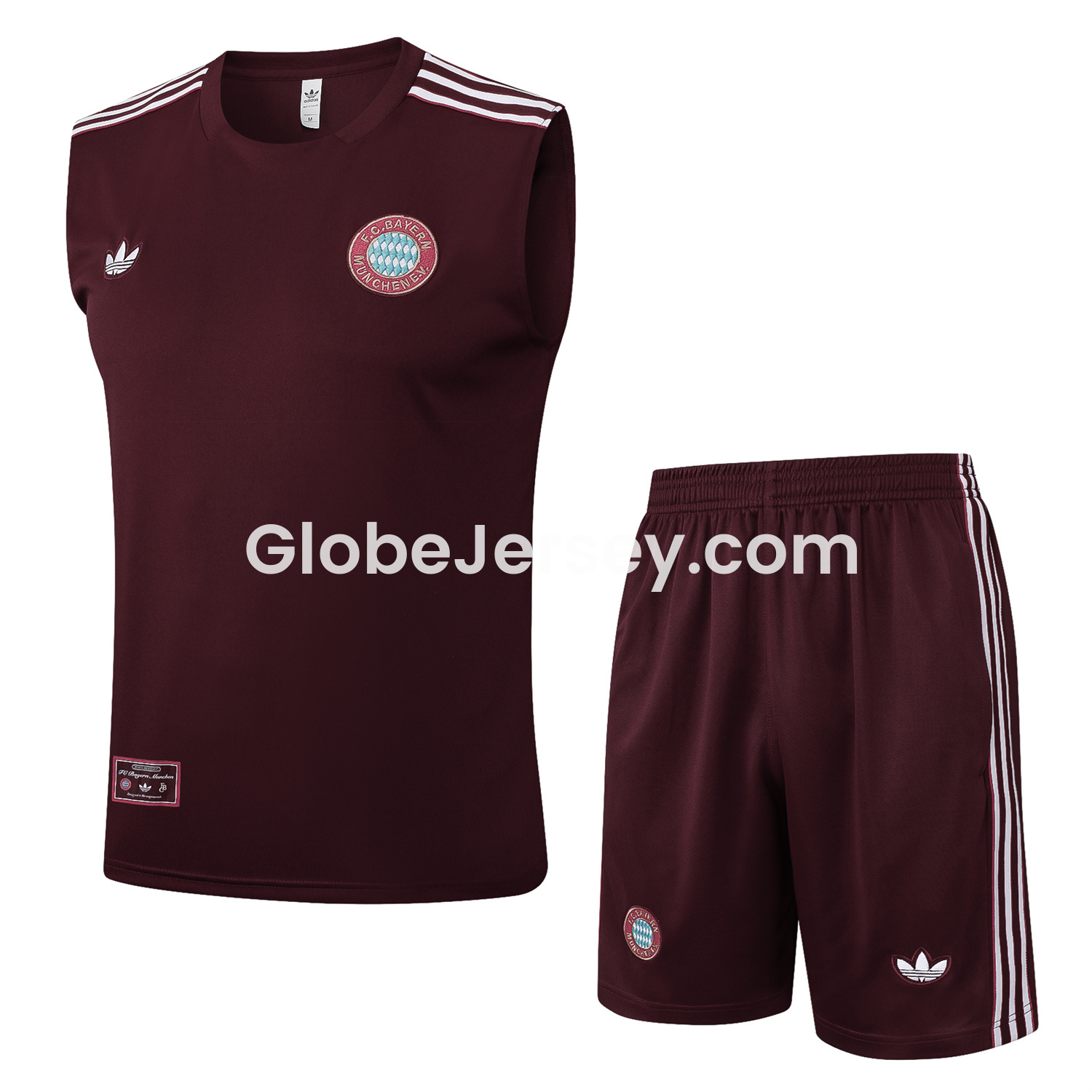 GlobeJersey-Bayern Munich 25-26 Throwback Trefoil Vest Training Set - Deep Red