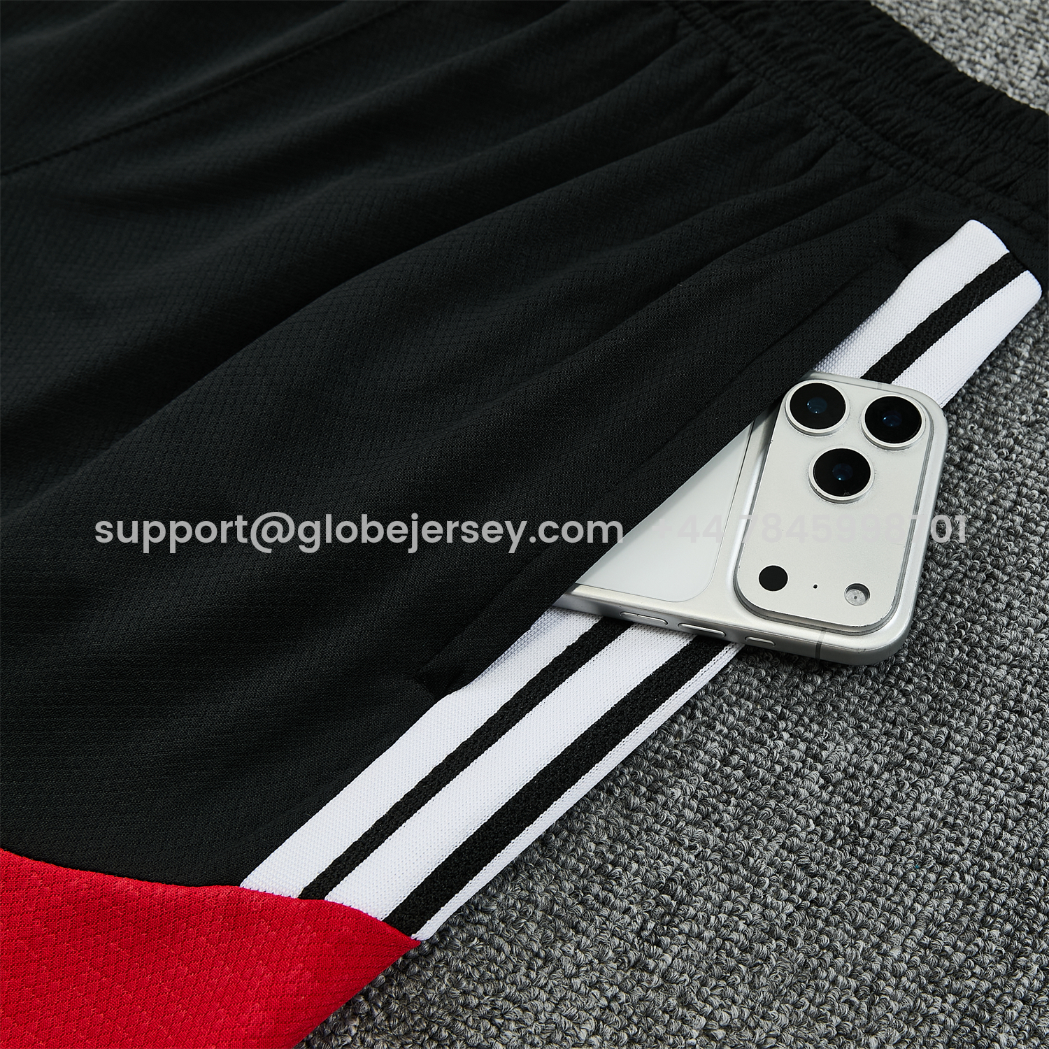 GlobeJersey-Germany 2026 Short-Sleeve Training Set - Black With Red Top & Black With Red PantsGermany 2026 Short-Sleeve Training Set - Black With Red Top & Black With Red Pants